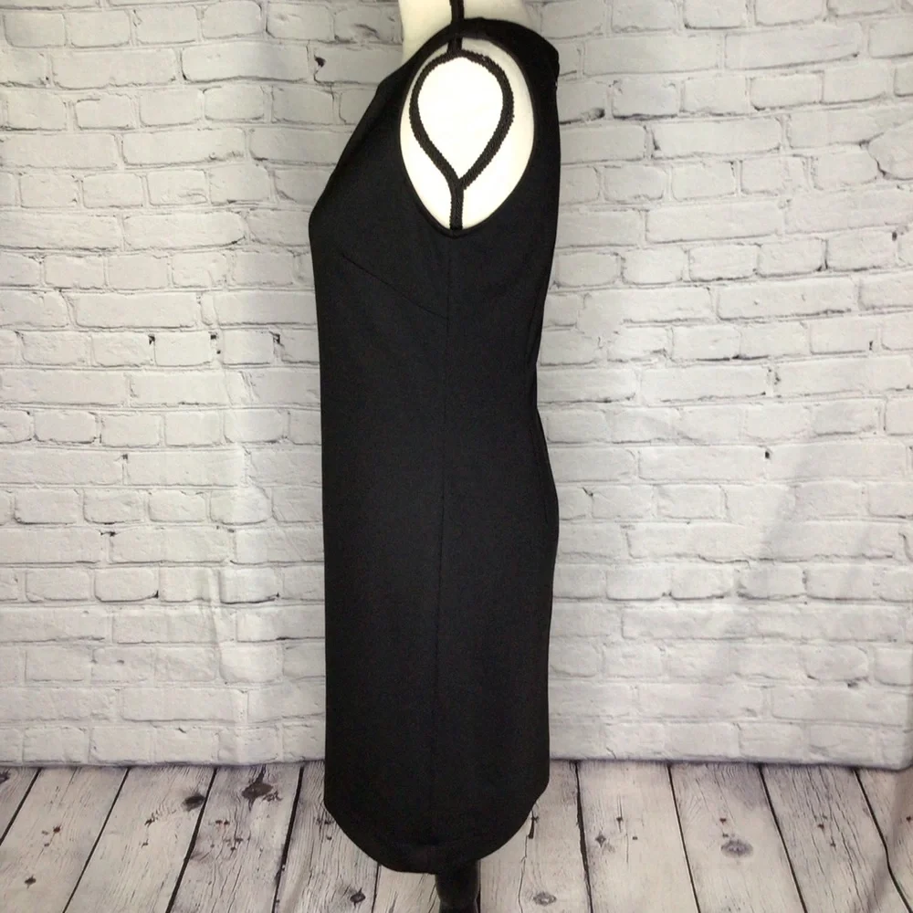 Banana Republic Factory Black Sleeveless Body Contour Dress Front Keyhole 2 NWT